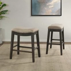 Rooney 24 in. Backless Wood Counter Height Stool in Tan (Set of 2) by Picket House Furnishings 15 Rooney 24 in. Backless Wood Counter Height Stool in Tan (Set of 2) by Picket House Furnishings -Picket House Furnishings Sales Store beige picket house furnishings bar stools lpk150cst 31 1000