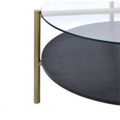 Blaine 3-Piece 32 in. Black/Gold Medium Round Glass Coffee Table Set with Shelf by Picket House Furnishings -Picket House Furnishings Sales Store black gold picket house furnishings coffee tables cdy100ote 44 1000