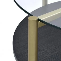 Blaine 3-Piece 32 in. Black/Gold Medium Round Glass Coffee Table Set with Shelf by Picket House Furnishings -Picket House Furnishings Sales Store black gold picket house furnishings coffee tables cdy100ote fa 1000