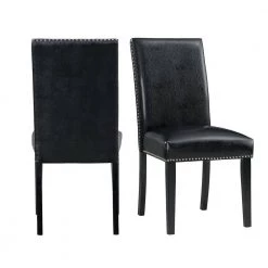 Pia Faux Leather Side Chair Set in Black by Picket House Furnishings
