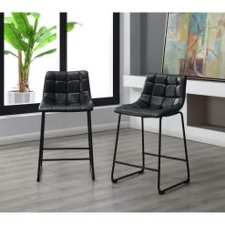 Richmond 25 in. Black High Back Metal Counter Stool (Set of 2) by Picket House Furnishings -Picket House Furnishings Sales Store black picket house furnishings bar stools bsh600cse 31 1000