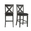 Alexa 24 in. High Back Wood Counter Height Side Chair Set in Gray (Set of 2) by Picket House Furnishings