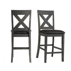 Alexa 24 in. High Back Wood Counter Height Side Chair Set in Gray (Set of 2) by Picket House Furnishings