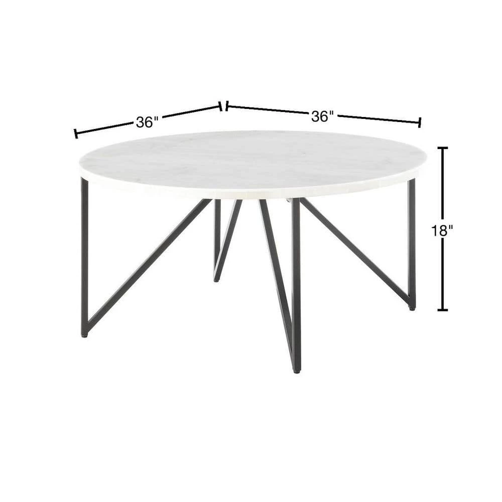 Kinsler Round Coffee Table in Black Marble by Picket House Furnishings 3 Kinsler Round Coffee Table in Black Marble by Picket House Furnishings - Image 3