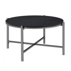 Simone 3-Piece 34 in. Black Medium Round Wood Coffee Table Set by Picket House Furnishings