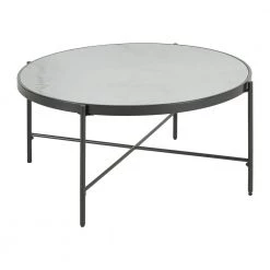 Carlo Round Coffee Table with Marble Top by Picket House Furnishings