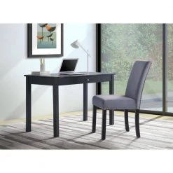 Zaid 48 in. Rectangle Black Faux Marble 1 Drawer Computer Desk with Chair by Picket House Furnishings -Picket House Furnishings Sales Store black picket house furnishings computer desks a 5900 dkc 31 1000