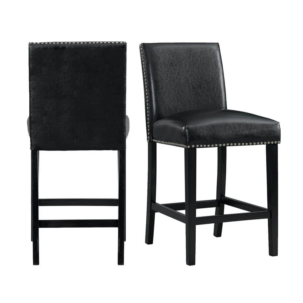 Pia Faux Leather Counter Height Side Chair Set in Black by Picket House Furnishings 1 Pia Faux Leather Counter Height Side Chair Set in Black by Picket House Furnishings