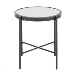 Carlo 21 in. Black Round Glass End Table by Picket House Furnishings