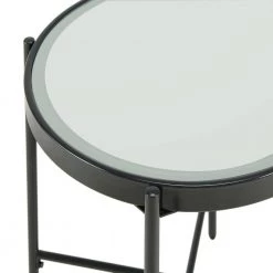 Carlo 21 in. Black Round Glass End Table by Picket House Furnishings -Picket House Furnishings Sales Store black picket house furnishings end side tables cso100etgle c3 1000