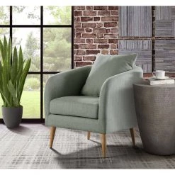 Zoe Accent Arm Chair with Wooden Legs in Gray by Picket House Furnishings -Picket House Furnishings Sales Store blue picket house furnishings accent chairs ujs670101wle 31 1000