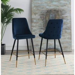 Zia 27 in. Navy High Back Metal Bar Stool (Set of 2) by Picket House Furnishings -Picket House Furnishings Sales Store blue picket house furnishings bar stools r 1350 286 bse 31 1000