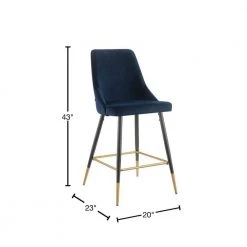 Zia 27 in. Navy High Back Metal Bar Stool (Set of 2) by Picket House Furnishings -Picket House Furnishings Sales Store blue picket house furnishings bar stools r 1350 286 bse 40 1000