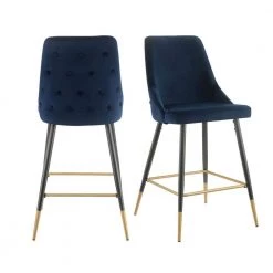 Zia 27 in. Navy High Back Metal Bar Stool (Set of 2) by Picket House Furnishings