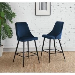 Ziva 27 in. Navy High Back Metal Bar Stool (Set of 2) by Picket House Furnishings -Picket House Furnishings Sales Store blue picket house furnishings bar stools r 2070 286 bse 31 1000