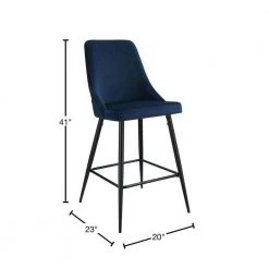 Ziva 27 in. Navy High Back Metal Bar Stool (Set of 2) by Picket House Furnishings -Picket House Furnishings Sales Store blue picket house furnishings bar stools r 2070 286 bse 40 1000