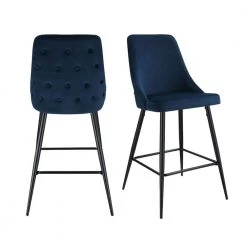 Ziva 27 in. Navy High Back Metal Bar Stool (Set of 2) by Picket House Furnishings