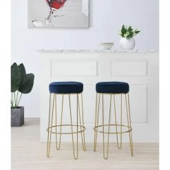Vera 29 in. Navy Backless Metal Bar Stool (Set of 2) by Picket House Furnishings -Picket House Furnishings Sales Store blue picket house furnishings bar stools r 2190 286 bse 31 1000