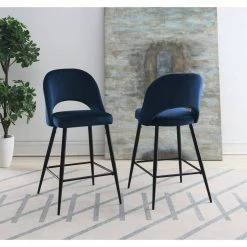 Loran 28.5 in. Navy High Back Metal Bar Stool (Set of 2) by Picket House Furnishings -Picket House Furnishings Sales Store blue picket house furnishings bar stools r 3110 286 bse 31 1000