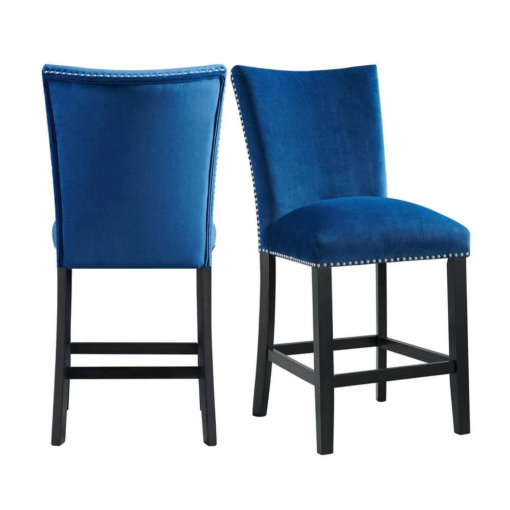 Celine Blue Velvet Counter Height Chair Set by Picket House Furnishings 1 Celine Blue Velvet Counter Height Chair Set by Picket House Furnishings