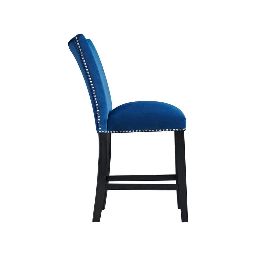 Celine Blue Velvet Counter Height Chair Set by Picket House Furnishings 2 Celine Blue Velvet Counter Height Chair Set by Picket House Furnishings - Image 2
