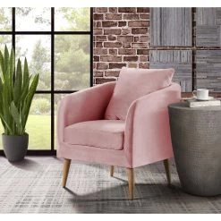 Zoe Accent Arm Chair with Wooden Legs in Blush by Picket House Furnishings -Picket House Furnishings Sales Store blush picket house furnishings accent chairs ujs1903101wle 31 1000