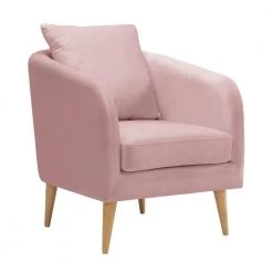 Zoe Accent Arm Chair with Wooden Legs in Blush by Picket House Furnishings