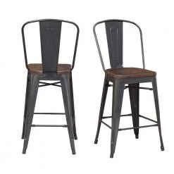 Logan Gray/Brown Bar Stool Set by Picket House Furnishings