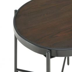 Carlo Round End Table with Wooden Top by Picket House Furnishings -Picket House Furnishings Sales Store brown picket house furnishings end side tables cso100etwde 4f 1000