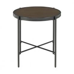 Carlo Round End Table with Wooden Top by Picket House Furnishings