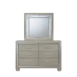 Glamour Youth 6-Drawer Dresser & Mirror w/ LED Light Set in Champagne by Picket House Furnishings