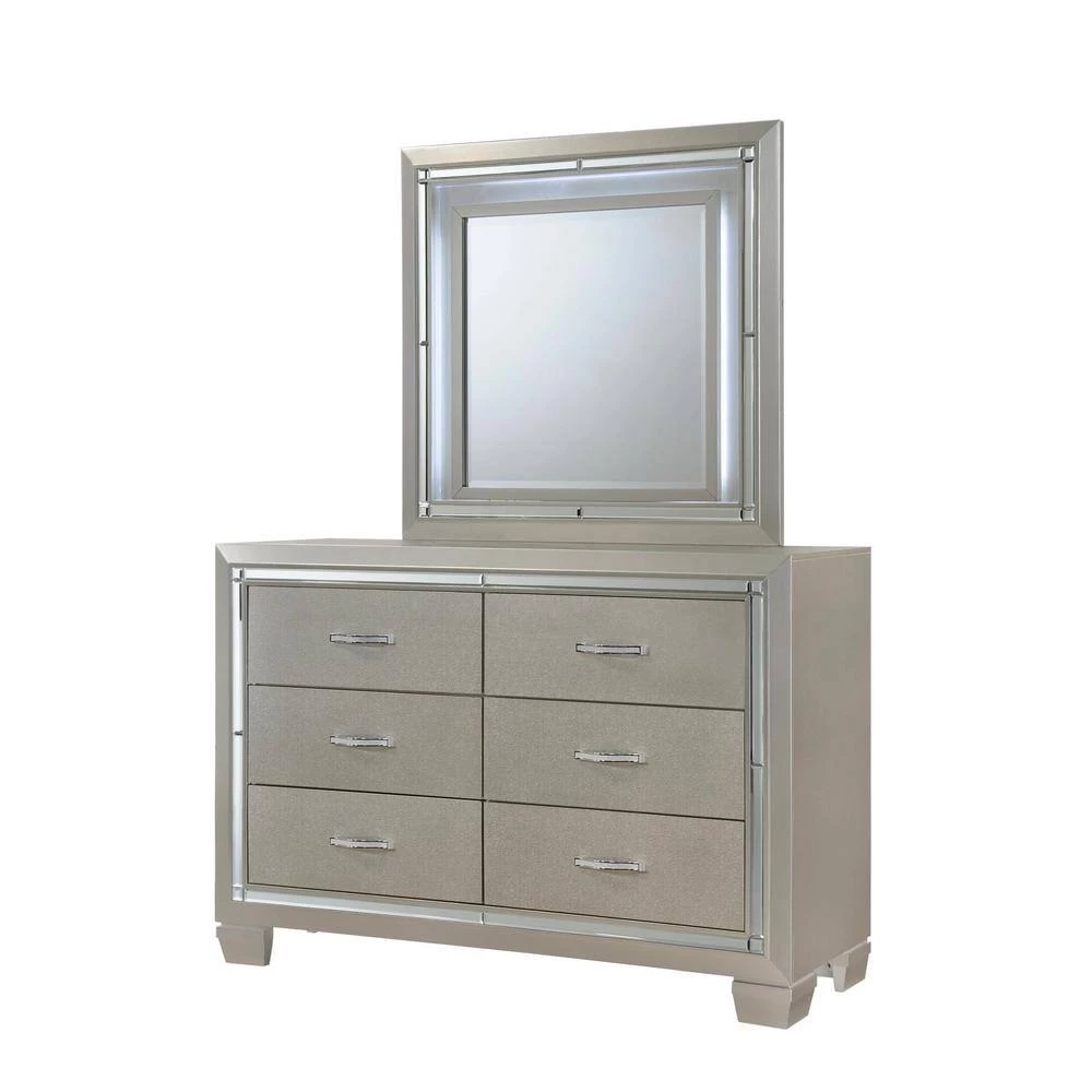 Glamour Youth 6-Drawer Dresser & Mirror w/ LED Light Set in Champagne by Picket House Furnishings 6 Glamour Youth 6-Drawer Dresser & Mirror w/ LED Light Set in Champagne by Picket House Furnishings - Image 6