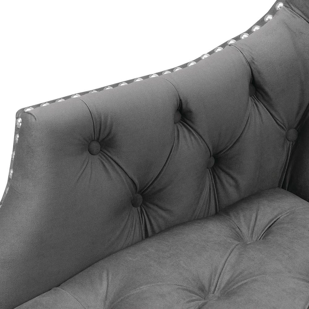 Perry Button Tufted Accent Chair in Charcoal by Picket House Furnishings 8 Perry Button Tufted Accent Chair in Charcoal by Picket House Furnishings - Image 8