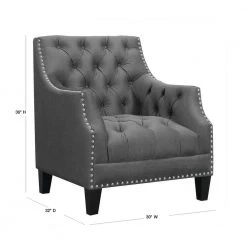 Perry Button Tufted Accent Chair in Charcoal by Picket House Furnishings 13 Perry Button Tufted Accent Chair in Charcoal by Picket House Furnishings -Picket House Furnishings Sales Store charcoal fabric picket house furnishings accent chairs unw813100g 40 1000