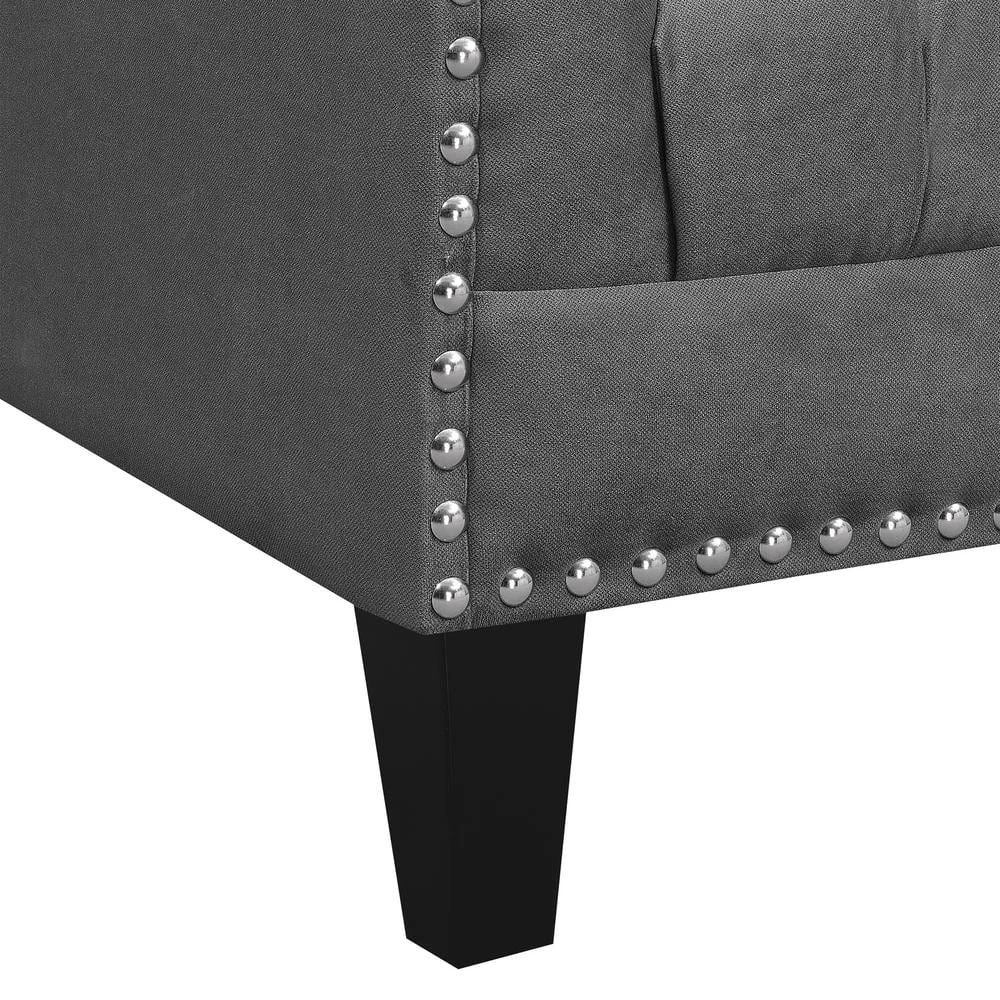 Perry Button Tufted Accent Chair in Charcoal by Picket House Furnishings 9 Perry Button Tufted Accent Chair in Charcoal by Picket House Furnishings - Image 9
