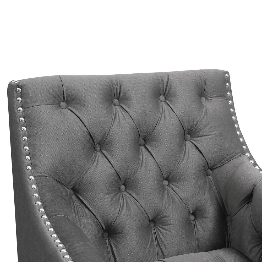 Perry Button Tufted Accent Chair in Charcoal by Picket House Furnishings 7 Perry Button Tufted Accent Chair in Charcoal by Picket House Furnishings - Image 7