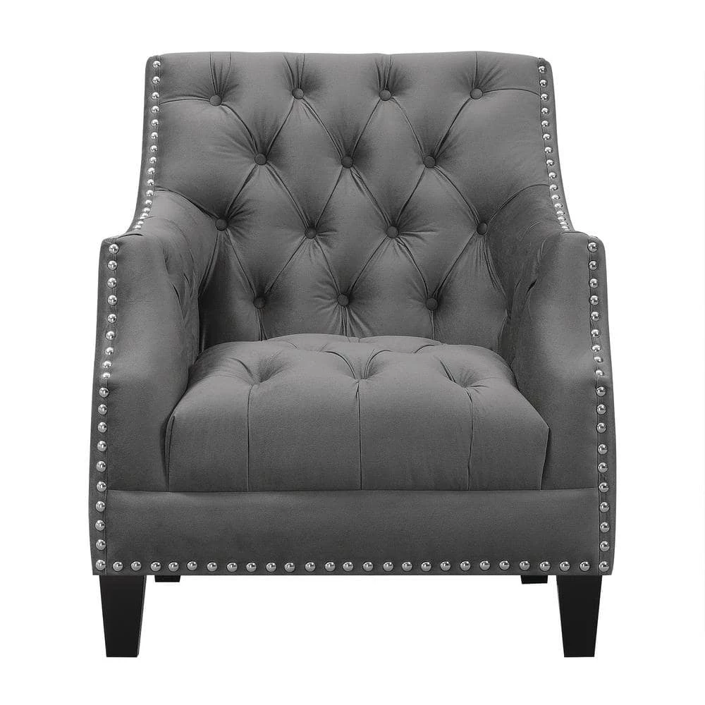 Perry Button Tufted Accent Chair in Charcoal by Picket House Furnishings 1 Perry Button Tufted Accent Chair in Charcoal by Picket House Furnishings