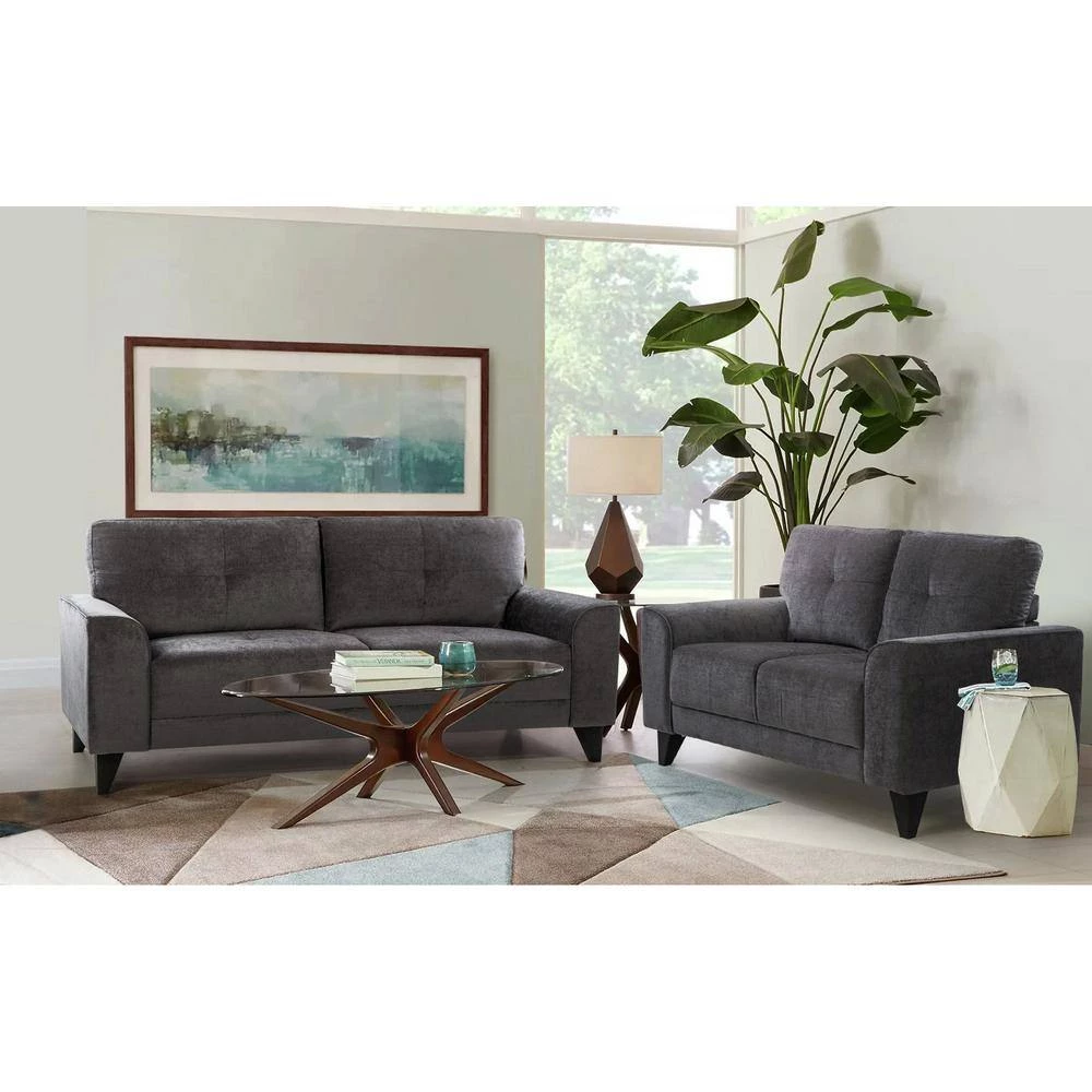 Asher 55 in. Charcoal Polyester 2-Seater Loveseat by Picket House Furnishings 6 Asher 55 in. Charcoal Polyester 2-Seater Loveseat by Picket House Furnishings - Image 6