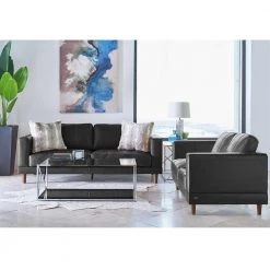 Hanson 61 in. Charcoal Leather 2-Seater Loveseat by Picket House Furnishings 13 Hanson 61 in. Charcoal Leather 2-Seater Loveseat by Picket House Furnishings -Picket House Furnishings Sales Store charcoal picket house furnishings loveseats uht3782200 31 1000