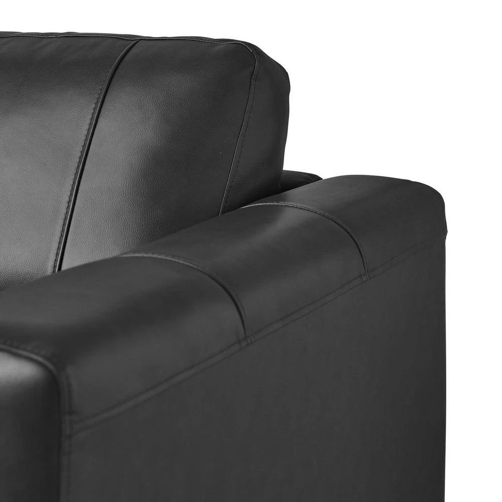 Hanson 61 in. Charcoal Leather 2-Seater Loveseat by Picket House Furnishings 3 Hanson 61 in. Charcoal Leather 2-Seater Loveseat by Picket House Furnishings - Image 3