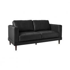 Hanson 61 in. Charcoal Leather 2-Seater Loveseat by Picket House Furnishings