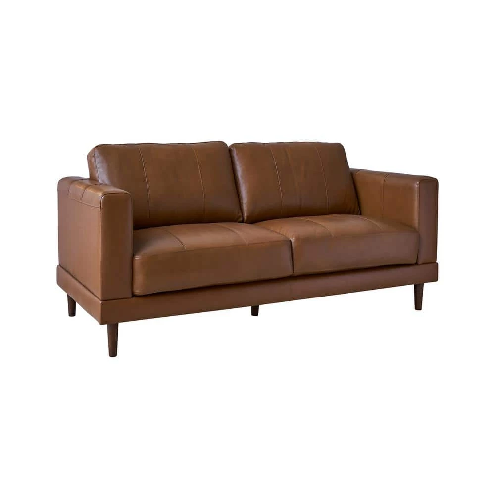 Hanson 61 in. Tan Leather 2-Seater Loveseat by Picket House Furnishings 1 Hanson 61 in. Tan Leather 2-Seater Loveseat by Picket House Furnishings