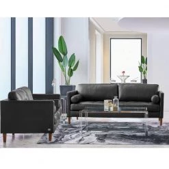 Sire 55 in. Charcoal Leather 2-Seater Loveseat by Picket House Furnishings -Picket House Furnishings Sales Store charcoal picket house furnishings loveseats usk3782200 31 1000