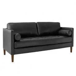 Sire 55 in. Charcoal Leather 2-Seater Loveseat by Picket House Furnishings