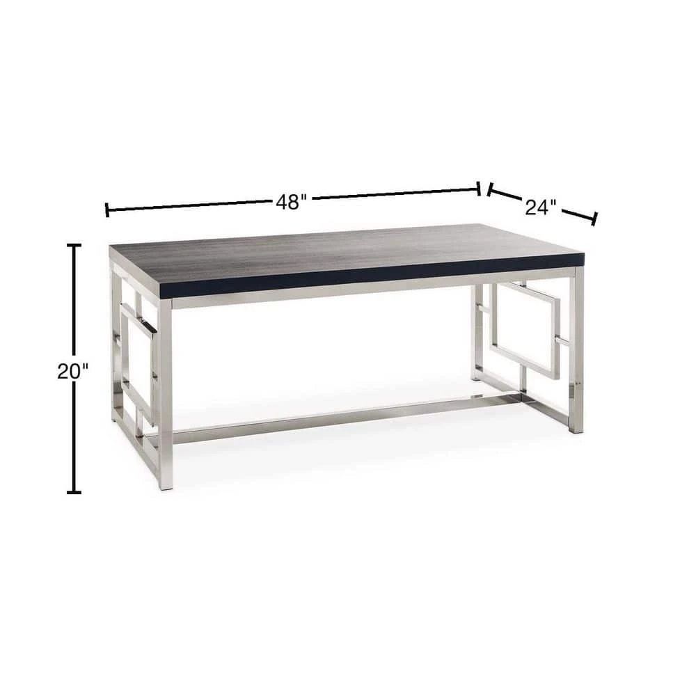 Harper 48 in. Chrome Large Rectangle Wood Coffee Table by Picket House Furnishings 3 Harper 48 in. Chrome Large Rectangle Wood Coffee Table by Picket House Furnishings - Image 3