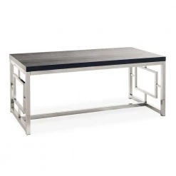 Harper 48 in. Chrome Large Rectangle Wood Coffee Table by Picket House Furnishings