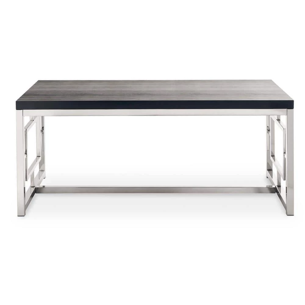 Harper 48 in. Chrome Large Rectangle Wood Coffee Table by Picket House Furnishings 4 Harper 48 in. Chrome Large Rectangle Wood Coffee Table by Picket House Furnishings - Image 4