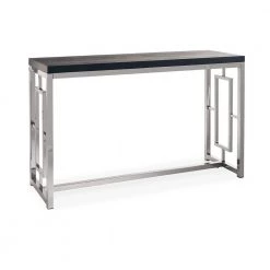 Harper 48 in. Chrome/Black Rectangle Wood Console Table by Picket House Furnishings