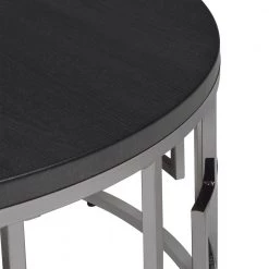 Kendall 36 in. Chrome/Black Medium Round Wood Coffee Table by Picket House Furnishings -Picket House Furnishings Sales Store chrome black picket house furnishings coffee tables ces100cte 4f 1000