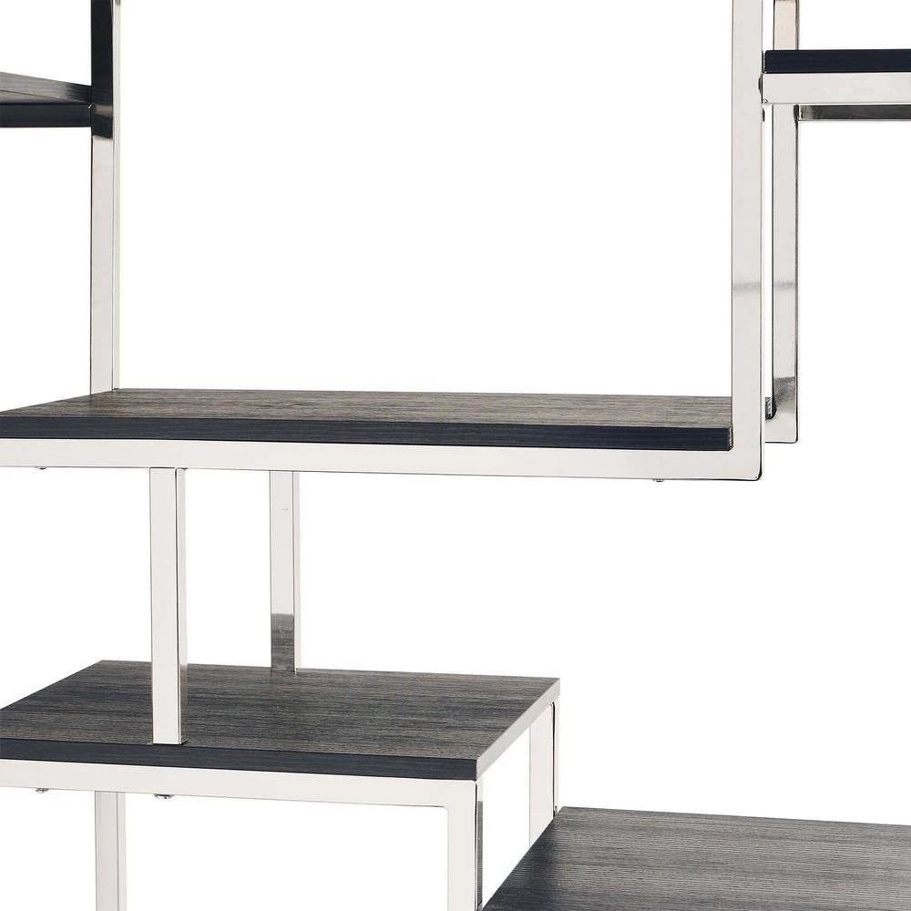 Ezra 71 in. Chrome Wood 10-shelf Cube Bookcase with Geometric Design by Picket House Furnishings 6 Ezra 71 in. Chrome Wood 10-shelf Cube Bookcase with Geometric Design by Picket House Furnishings - Image 6